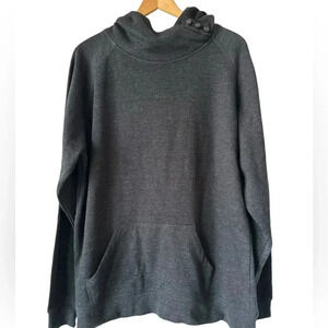 Ouray Womens Dark Grey Cotton Blend Asymmetric Hoodie
